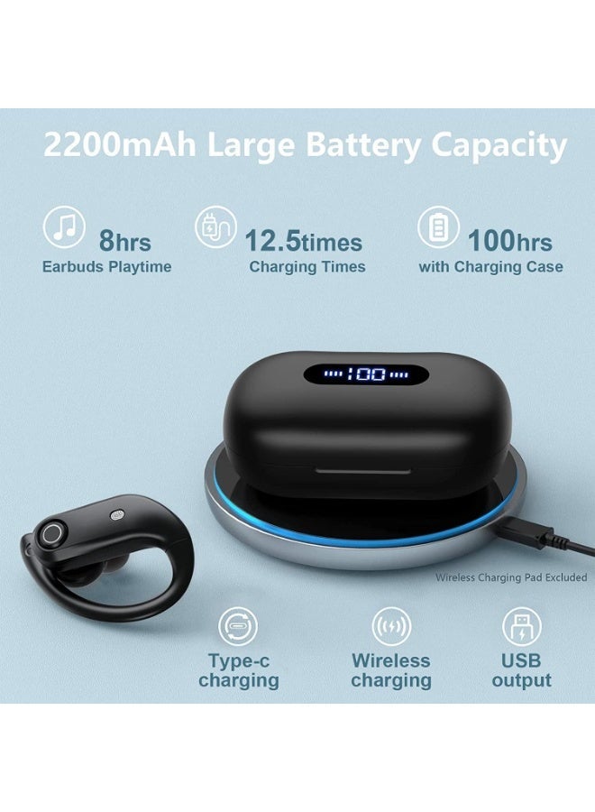 ChicAbode Wireless Earbuds Bluetooth Headphones, 100Hrs Playback Earphones with 2200mAh Wireless Charging Case,4 Mics Clear Call Waterproof, Over Ear Buds in-Ear Earphones with Earhooks for Sports Workout - Image 3
